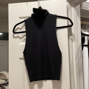 Zara Ribbed Turtleneck Sleeveless Cropped Top